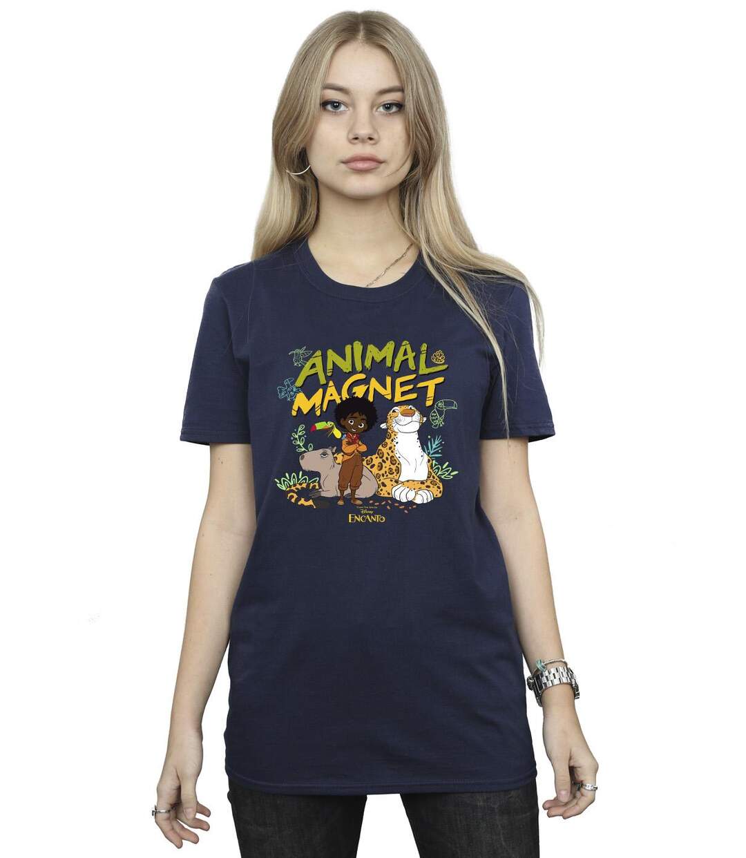 Disney Femmes/Les femmes Encanto Animal Magnet Cotton Boyfriend T-Shirt (Bleu marine) - UTBI22377-2