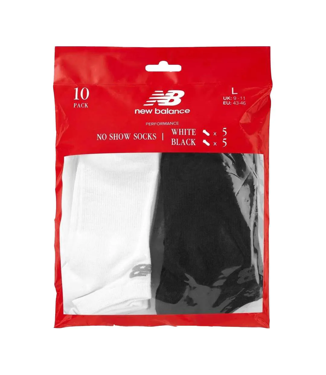 Pack Of 10  Unisex Adult Everyday No-show Socks  White Black New Balance-3