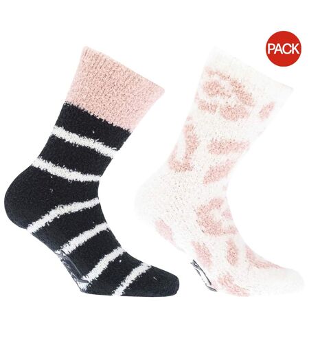 Pack Of 2  Womens/ladies Maxthr Cosy Socks  Black Pink White Ted Baker