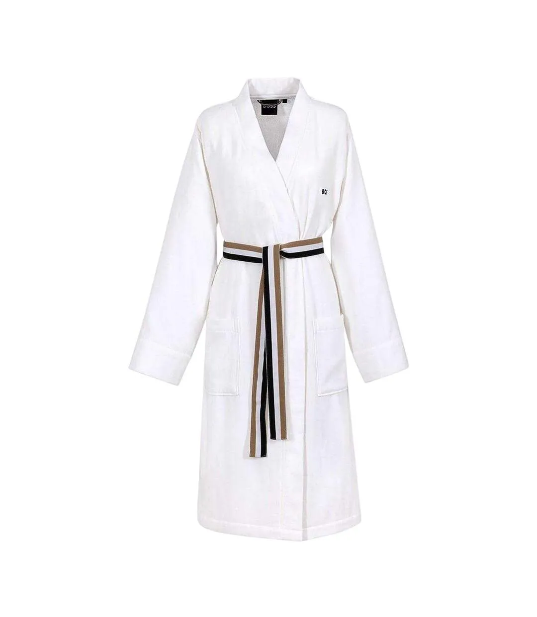 Womens/ladies Blinea Stripe Detail Kimono Robe White Boss-1