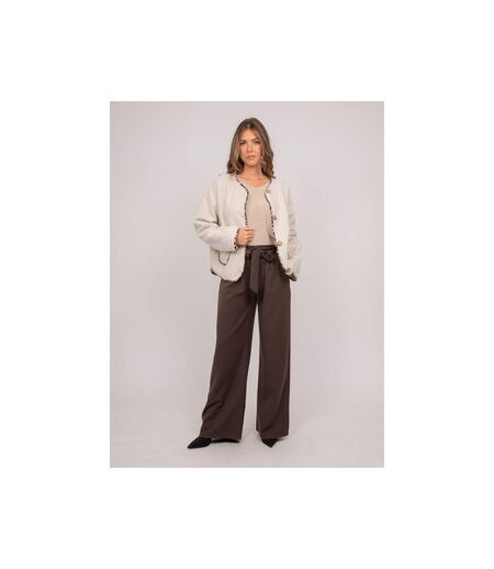 Veste courte en lainage bouclé biais léopard UBILA - Dona X Lisa