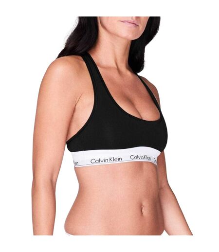 Womens/ladies Logo Cotton Blend Bralette Black Calvin Klein