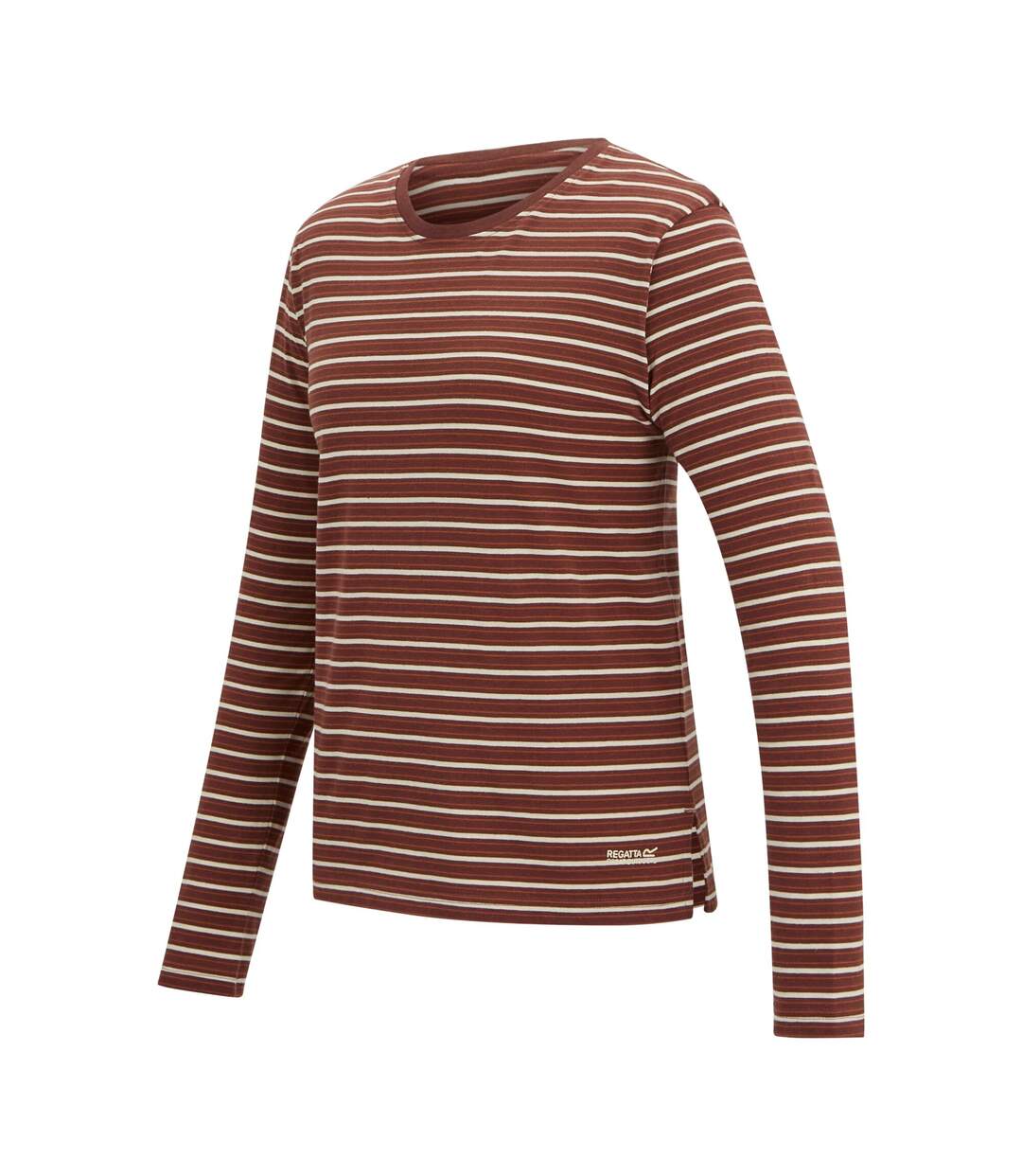 Womens/ladies Federica Stripe Long-sleeved T-shirt Dark Cherry Light Vanilla Brick Regatta-4