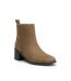 OZABI Bottines Femme Suédine Zippée Talon Bloc 5 cm Bout Arrondi-1