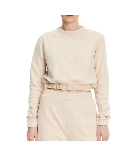 Sweat beige femme calvin klein jeans applique