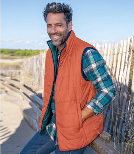 Men's Reversible Padded Gilet - Blue Orange