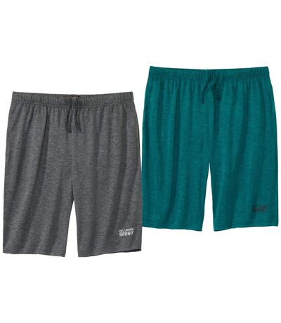 Pack of 2 Men's Mottled Shorts - Grey Green 