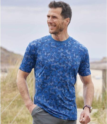 Pack of 2 Men's Camouflage T-Shirts - Blue Gray 