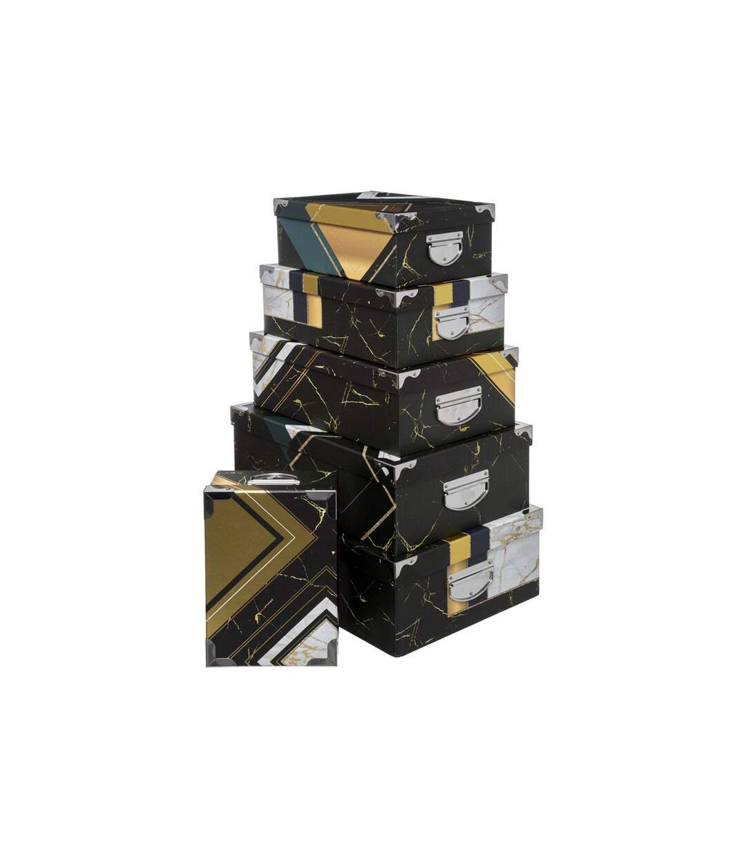 Lot de 6 Boîtes Imprimées Grand Hôtel 48cm Noir-1
