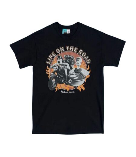 T-shirt Motif/style Motard Life On The Road Adulte Noir Wallace And Gromit