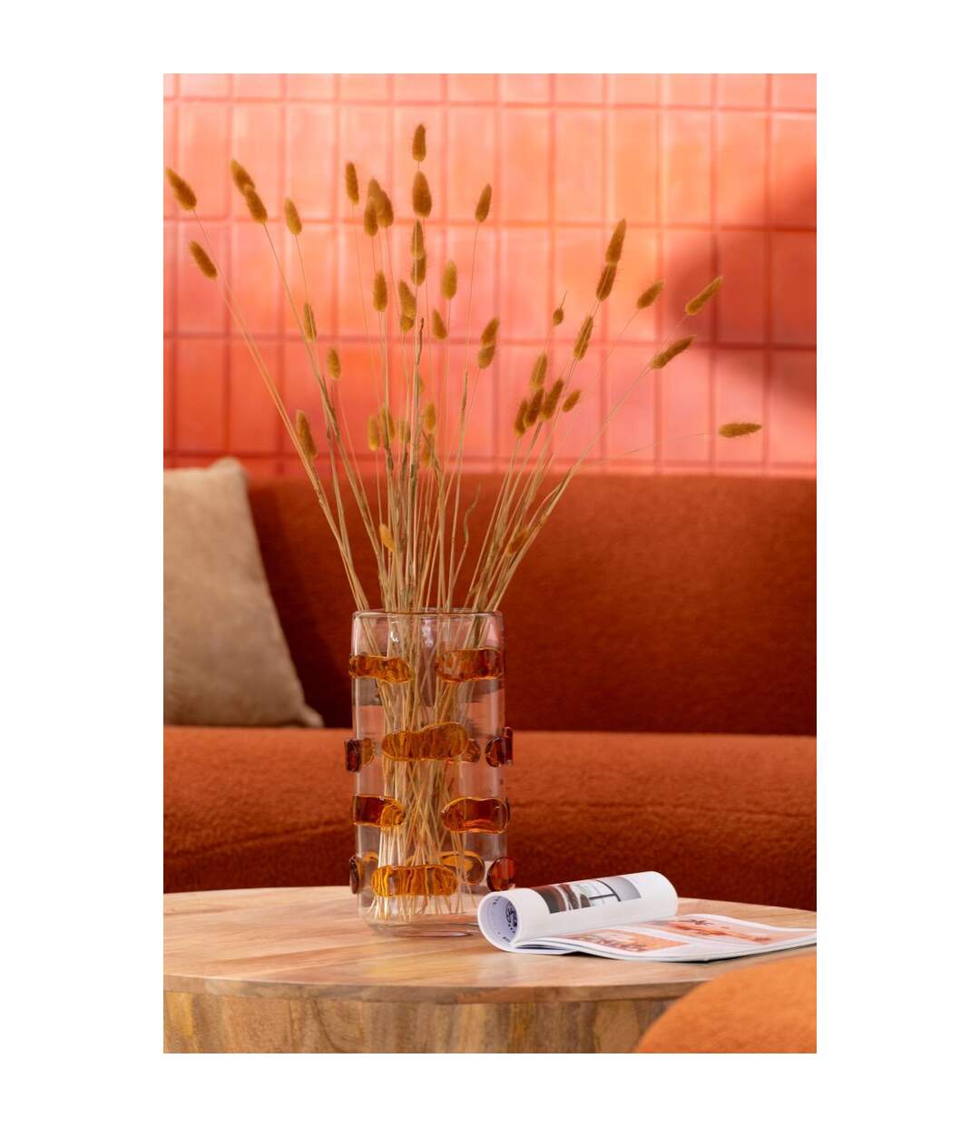 Vase Design en Verre Pebbles 32cm Ambre-4