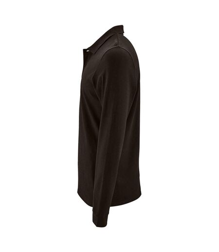 SOLS Mens Perfect Long Sleeve Pique Polo Shirt (Black)