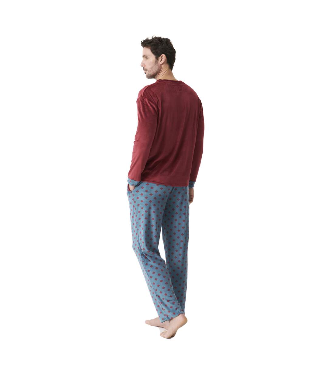 Men's velvet pajamas round neck/half-zip long sleeve JJB7-3