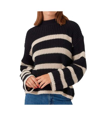 Pull noir/beige femme vero moda hilda - l