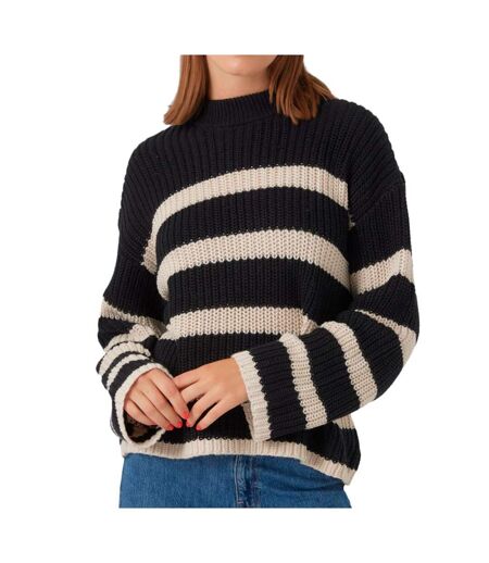 Pull noir/beige femme vero moda hilda - l