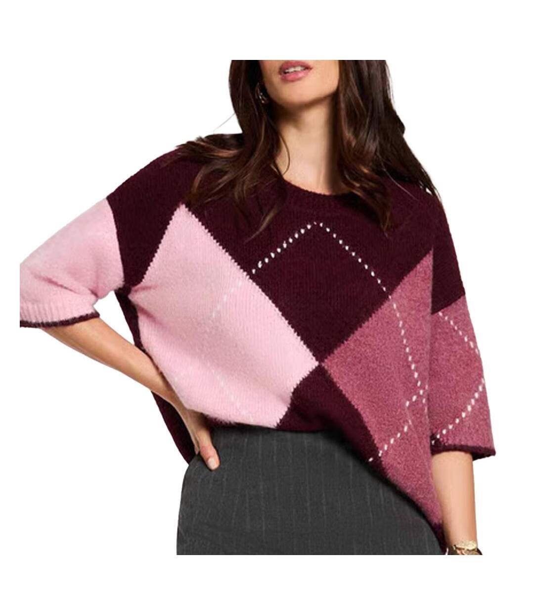 Pull bordeaux femme morgan jacquard-1