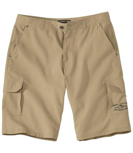 Men's Beige Canvas Cargo Shorts