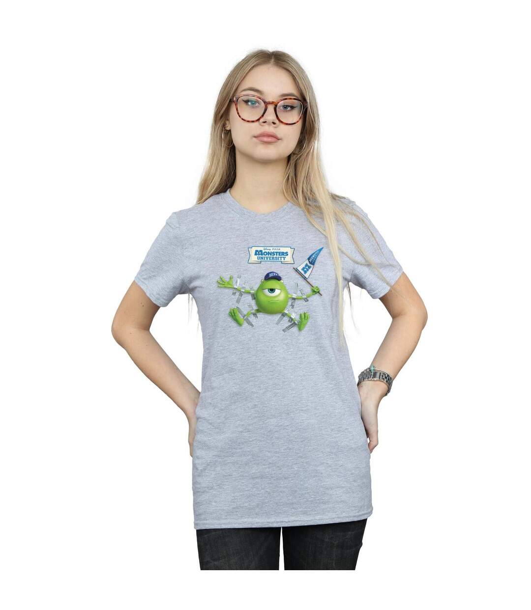 Disney - T-shirt MONSTERS UNIVERSITY TAPED MIKE - Femme (Gris chiné) - UTBI17114-2