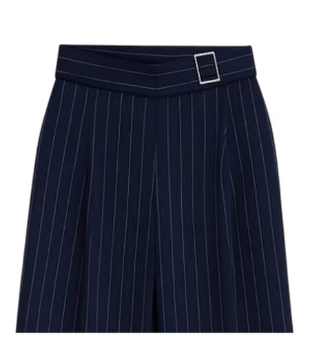 Womens/ladies Pinstripe Wide Leg Trousers Navy I Saw It First