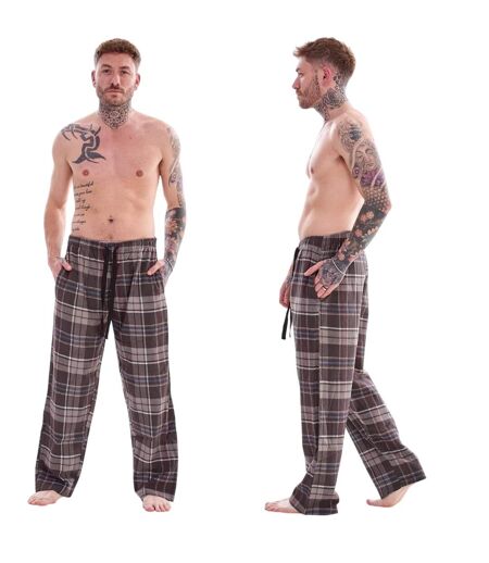 Pack Of 2  Mens Flannel Checked Lounge Pants  Black Brown Multicoloured Keanu