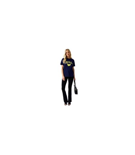 Womens/ladies Banana Cotton T-shirt Navy Biba