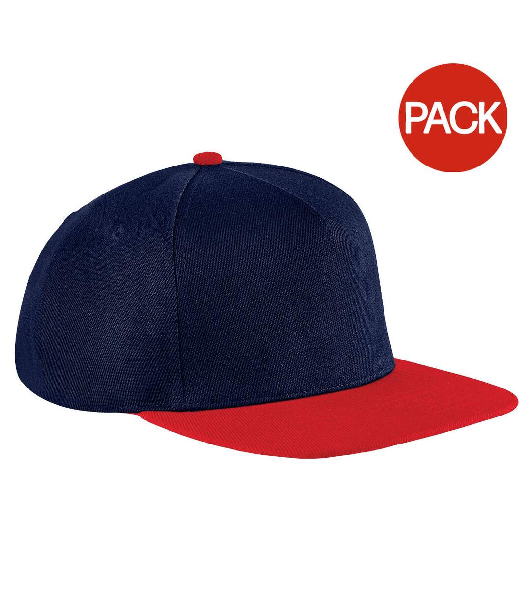 Lot de 2  casquettes à visière plate adulte bleu marine/rouge classique Beechfield-1