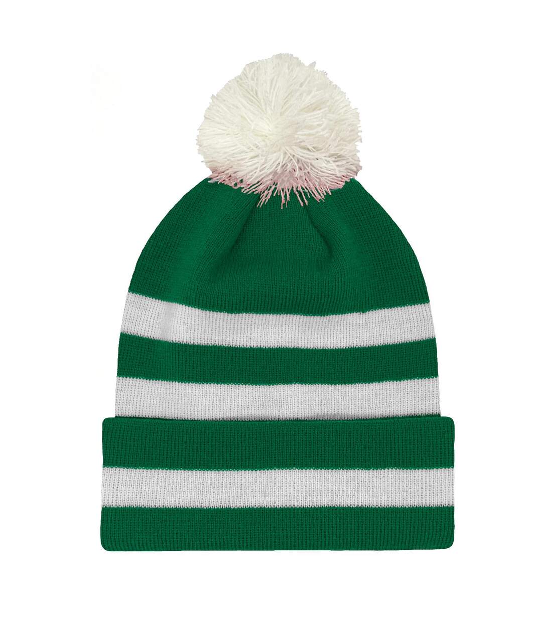 Celtic Stripe Bobble Football Beanie Green White Fan Originals-1