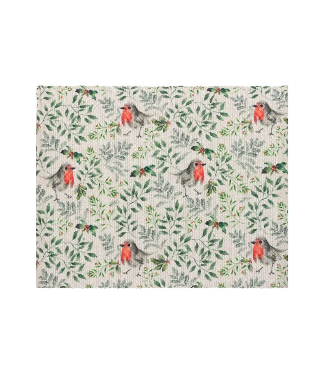 Pack of 4  Christmas festive robin placemat  46cm x 36cm green Evans Lichfield-2