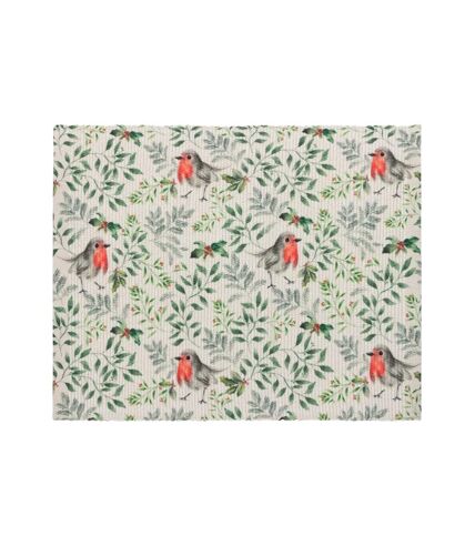 Pack of 4  Christmas festive robin placemat  46cm x 36cm green Evans Lichfield