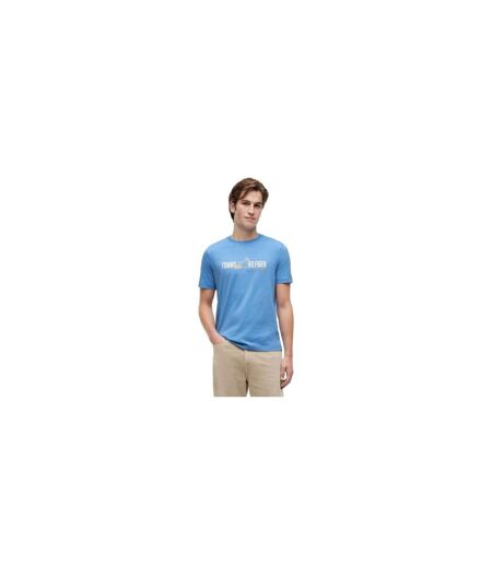 Mens Summer Chest Print Regular T-shirt White Blue Tommy Hilfiger