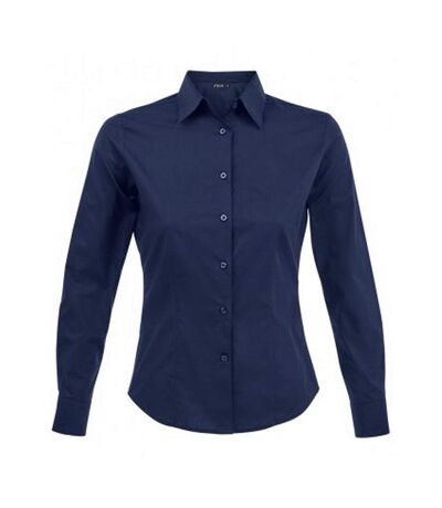 SOLS Womens/Ladies Eden Long Sleeve Fitted Work Shirt (Dark Blue)