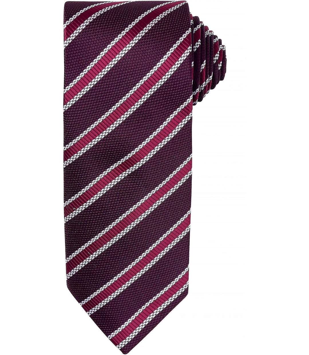 Cravate rayée - PR783 - violet aubergine et rouge bordeau-2