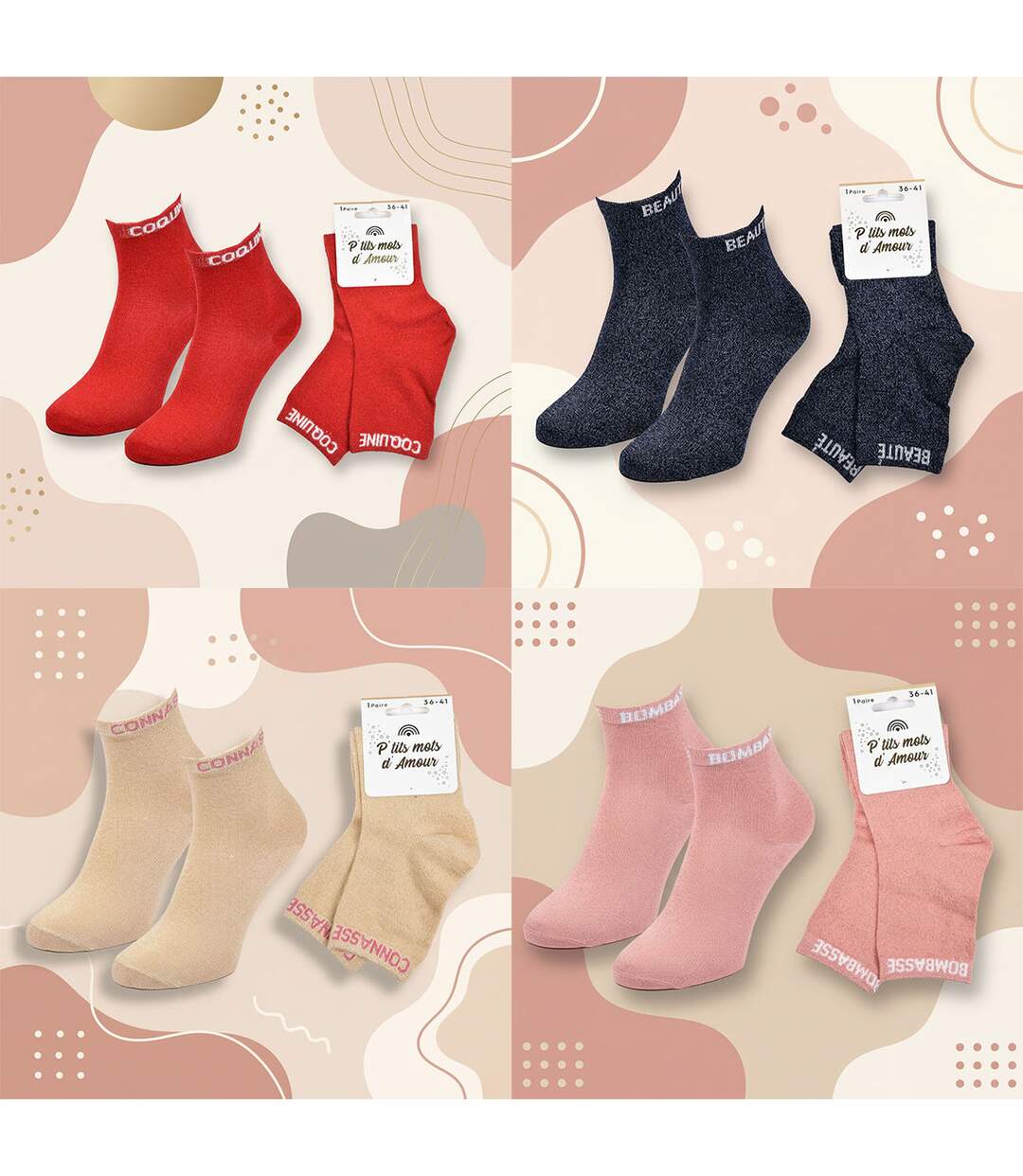 OZABI Chaussettes Femme a Paillettes Soquettes Pack de 4 Paires-3