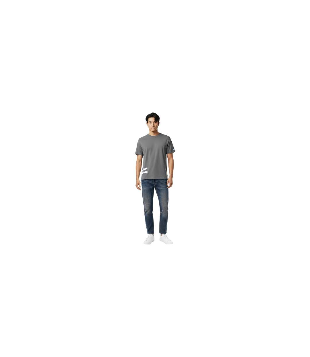 Haut De Pyjama Manches Courtes Motif/style Imprimé Au Dos Homme Gris Lacoste-1