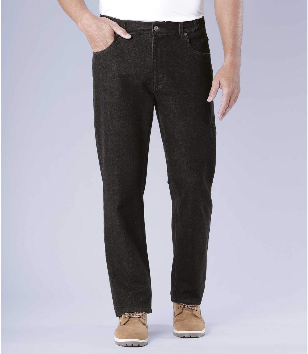 Wygodne, czarne jeansy regular ze stretchem Atlas For Men