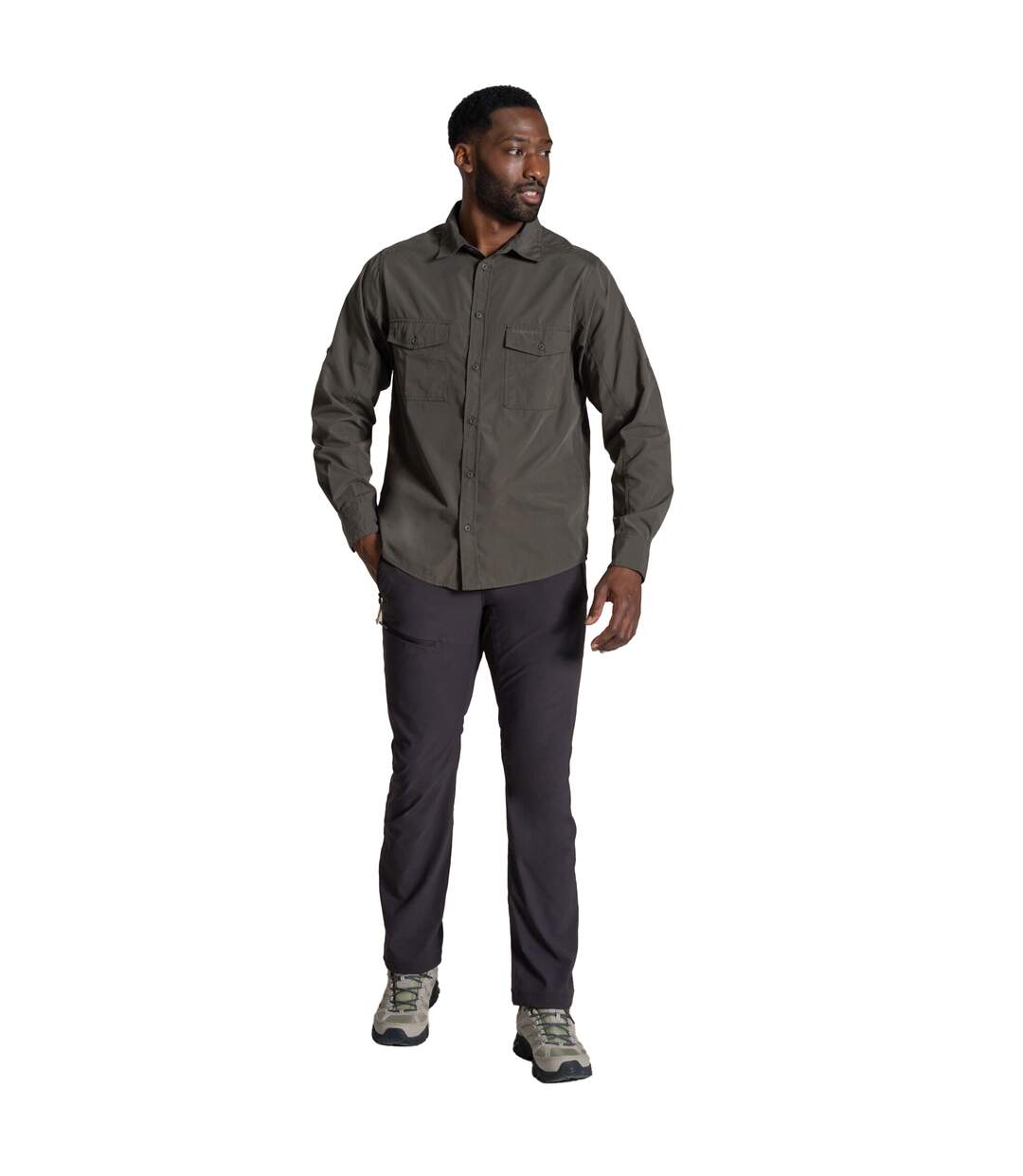 Chemise Décontractée Manches Longues Kiwi Homme Kaki Foncé Craghoppers-4