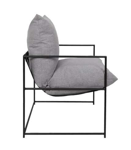 Fauteuil tissu et métal Ella - Gris et noir