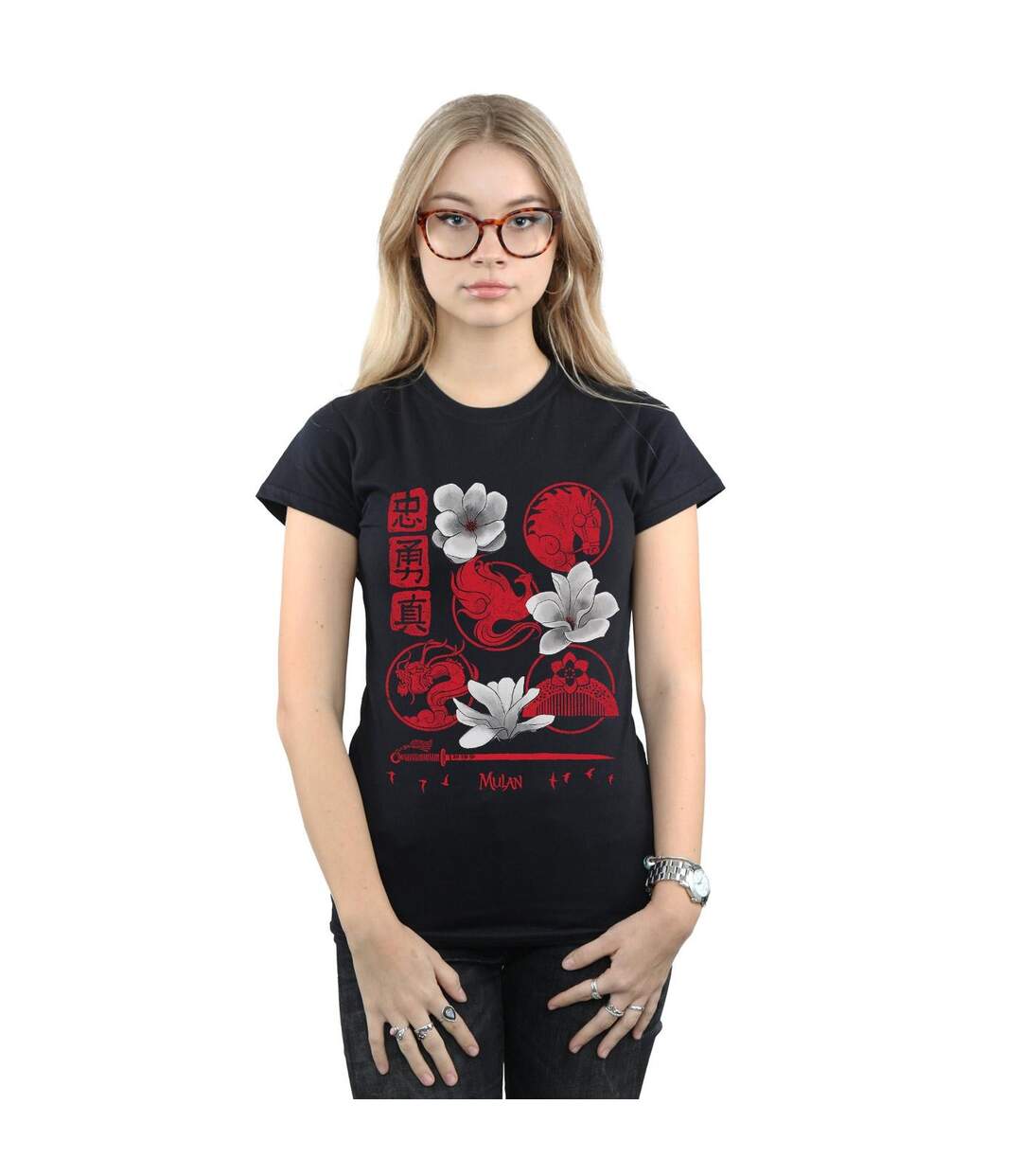 Disney T-shirt en coton Femmes/Ladies Mulan Movie Icons (Noir) - UTBI30699-2