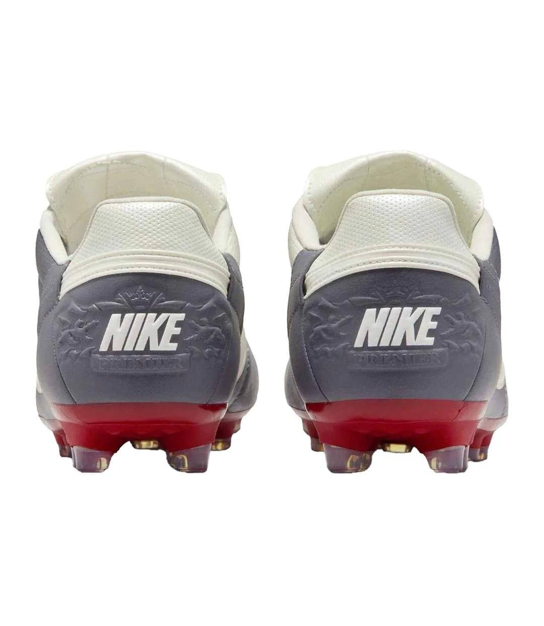 Mens Premier 3 Classic Leather Firm Ground Football Boots Grey Red Nike-2