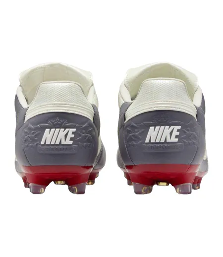Mens Premier 3 Classic Leather Firm Ground Football Boots Grey Red Nike
