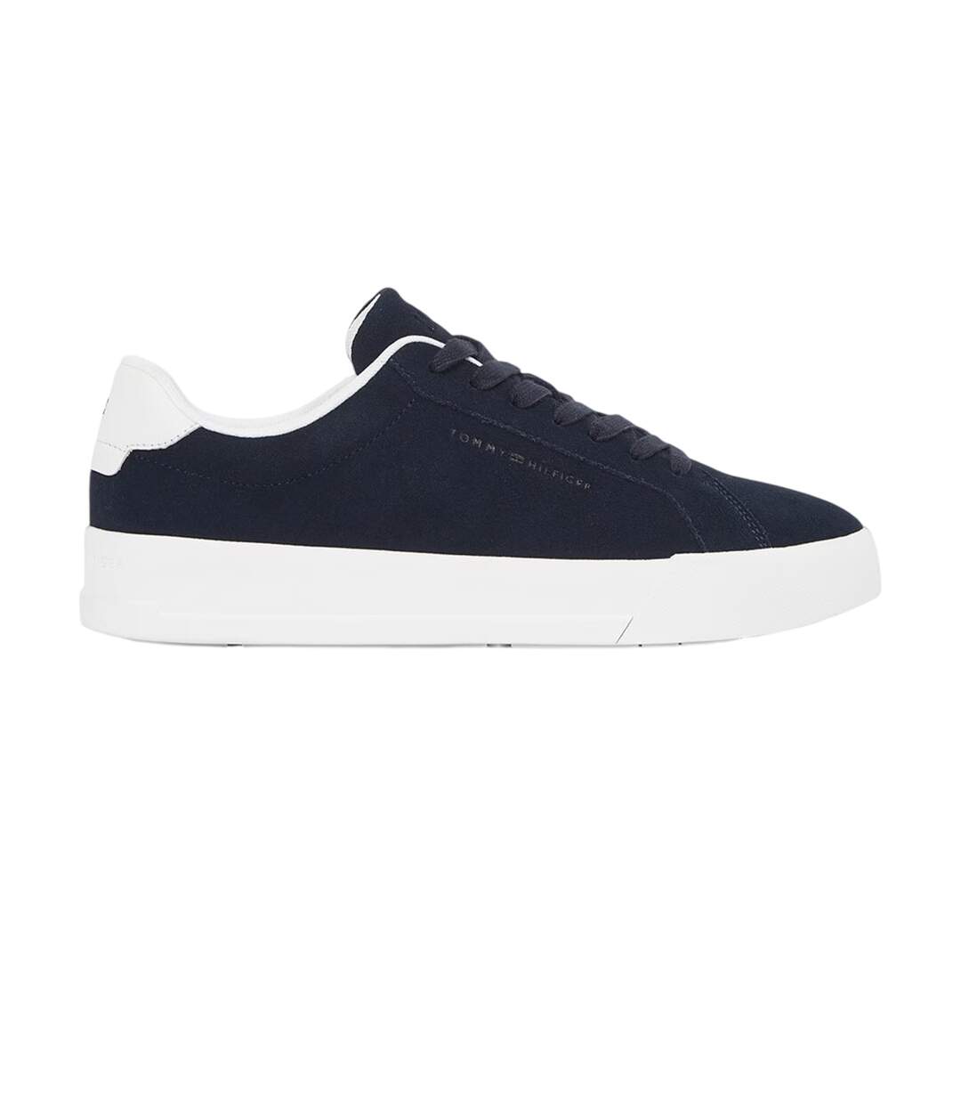 Mens Pebble Grain Court Leather Trainers Navy Tommy Hilfiger-1