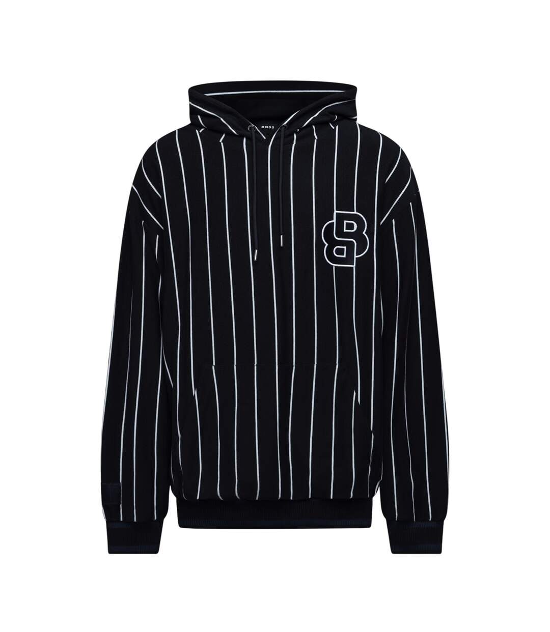 Sweat À Capuche Manches Longues Motif/style Fines Rayures Homme Bleu Foncé Boss-1
