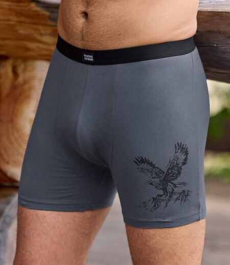 Pack of 2 Men's Stretch Boxer Shorts - Black Grey