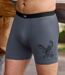 Pack of 2 Men's Stretch Boxer Shorts - Black Grey