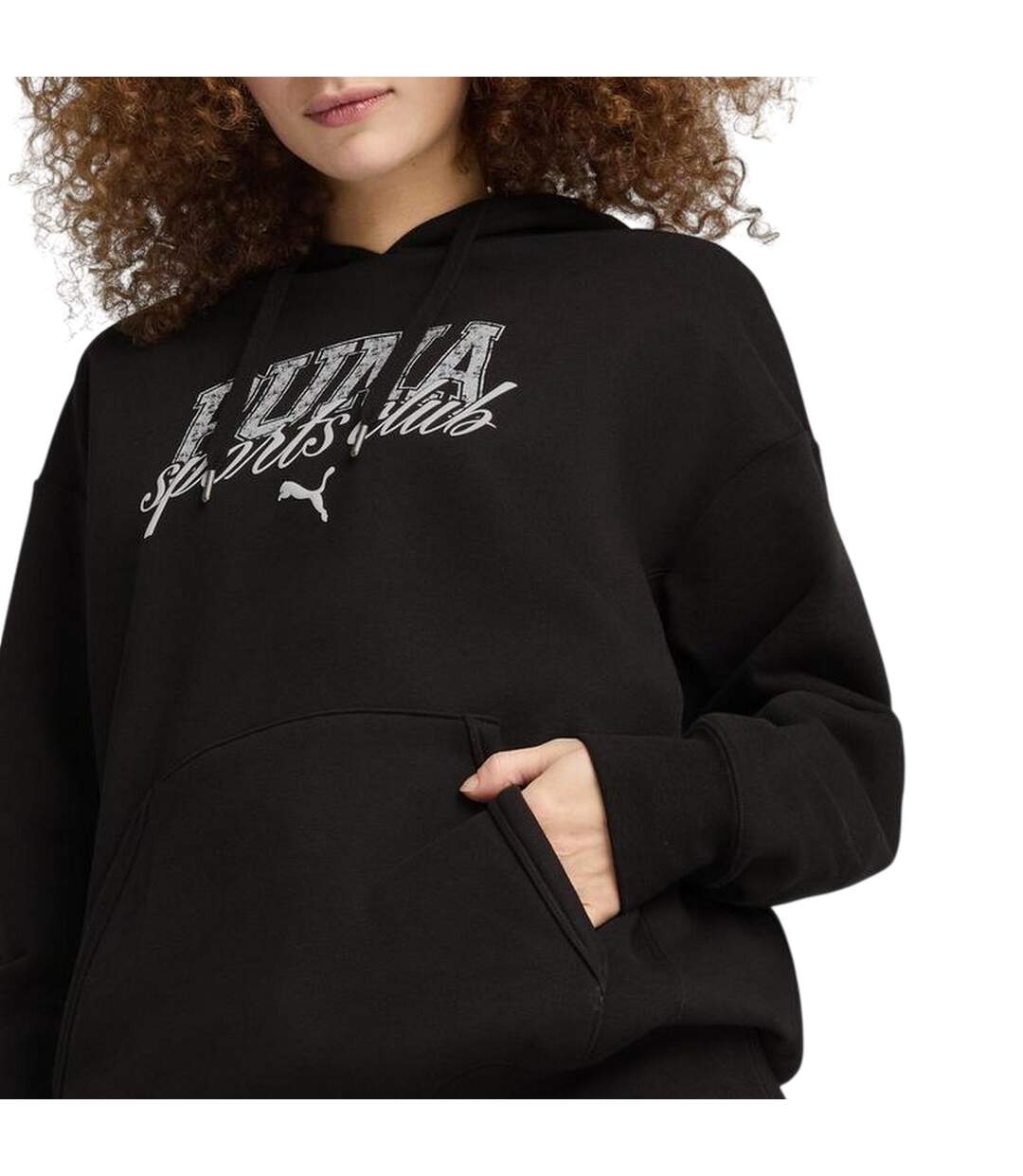 Womens/ladies Overhead Hoodie  Black Puma-4