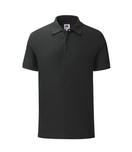 Mens tailored polo shirt black Fruit of the Loom