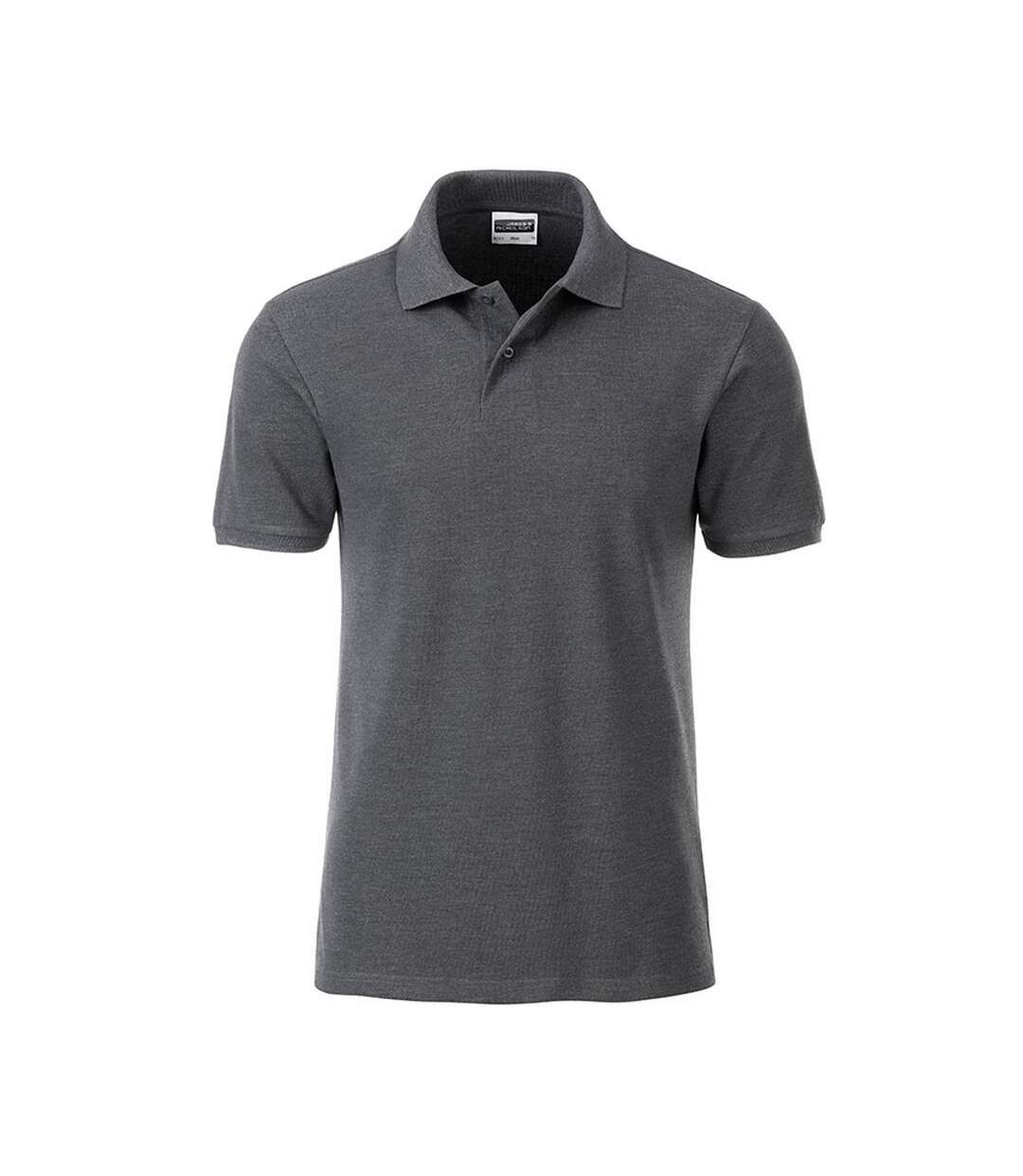 Polo homme noir chiné James and Nicholson-1