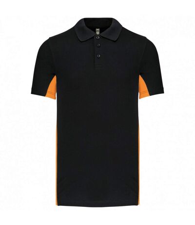 Kariban Mens Flag Polycotton Pique Polo Shirt (Black/Orange)