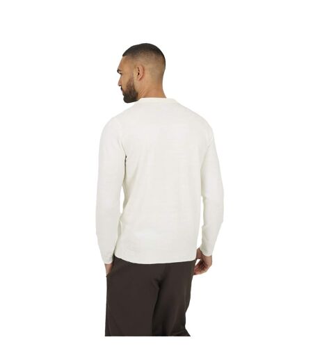 Mens Knitted Quarter Zip Long-sleeved Polo Shirt Off White Brave Soul
