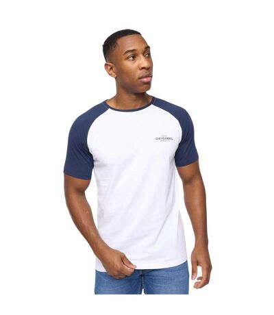 T-shirt meza homme blanc / bleu marine Crosshatch